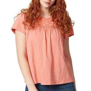 Ella Moss Eyelet Ruffle Sleeves Keyhole Blouse S NWT